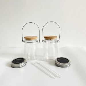 11Oz Sublimation Solar Powered Lantern Double Wall Glass Jar Wind Spinner With Rotating Swivel <b>Hooks</b> <b>Clips</b> - Product Image 1