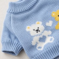 Pull en tricot pour animaux de compagnie en polyester à motif d'ours en forme de cœur bleu clair, doux, confortable et chaud, vêtements d'hiver pour chiens et chats