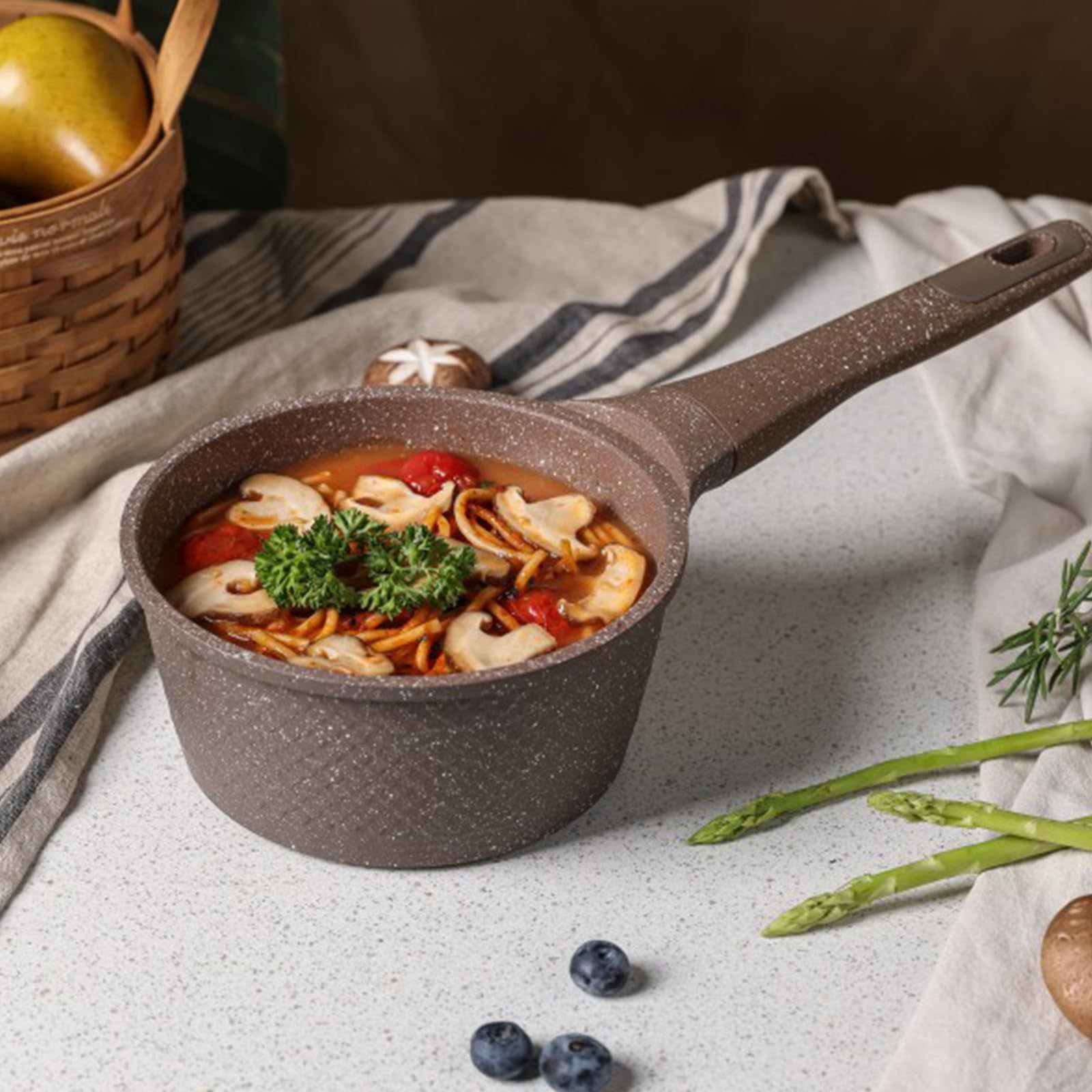 Non-Stick Pots and Pans Set 10 Pieces Induction Pans Non-Stick Saucepans Wok Cooking Pots 24cm/28cm with Lids Spatula, Spoon · image 6
