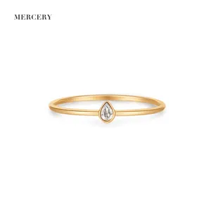 Mercery Jewelry 14K Real Gold Women Trendy Rings 14 K Solid Gold Diamond Ring Love In Wedding Best Price Rings Eternity