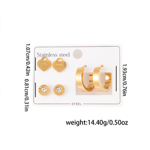 Boucles <span class=keywords><strong>d</strong></span>'oreilles géométriques en <span class=keywords><strong>trois</strong></span> parties, modèle E0949-E0957, design floral en chiffres romains, kevlar, pierre naturelle, électroplaqué - Product Image 5