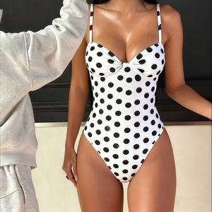 Body de punto de una pieza con estampado de lunares para vacaciones, con sujetador incorporado, antideslizante, sin espalda, minimalista, sin mangas, para verano - Product Image 5