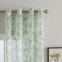 Rideaux floraux en lin de polyester 63 pouces de longueur rideaux à motifs de fleurs imprimées vert sauge pour fenêtre de ferme de salon