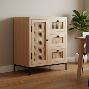 Solid Mango Wood <b>Sideboard</b> Natural Color Medium Size Modern <b>Rustic</b> Design Metal Handle Home Furniture - Product Image 2