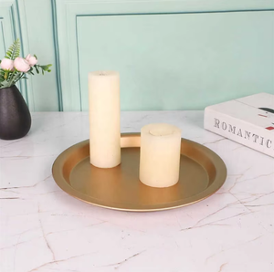Vela perfumada <span class=keywords><strong>Pedestal</strong></span> Decoración del hogar Base de cera desnuda Fabricante Venta al por mayor Bandeja de hierro forjado - Product Image 3