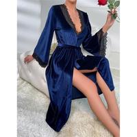 Livraison Gratuite – Peignoir et Robe de Nuit de Luxe pour Adulte – Robe de Chambre Noire en Dentelle