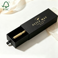 Boîte rigide en carton de luxe avec tiroir coulissant estampé à chaud, emballage en papier rigide pour bijoux, montres, stylos, souvenirs, boîte cadeau avec poignée en ruban