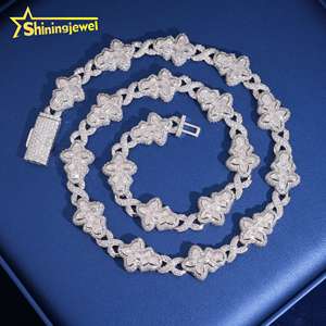 Iced out 925 Bạc Chéo Phong Cách Moissanite Cuba Liên Kết Hip Hop Đồ Trang Sức Tùy Chỉnh Sang Trọng Vô Cực Moissanite Cuba Chuỗi Cho Nam Giới - Product Image 1