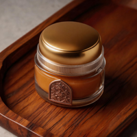 Pot en verre noir de style arabe de luxe personnalisé avec couvercle en or gaufré, récipient décoratif pour parfum, pour Bakhoor