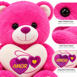 Venta al por Mayor Directa de Fábrica, Osito de Peluche Blanco y Rosa para el Día de San Valentín con Corazón de <span class=keywords><strong>Amor</strong></span> y Detalles Brillantes, Juguete de Peluche Suave, OEM ODM - Product Image 3