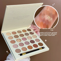 Palette de fards à paupières 25 couleurs, mat, scintillant, tons neutres chauds, haute pigmentation, longue tenue, waterproof, palette cruelty-free