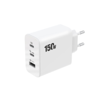 Adaptor Perjalanan Universal EU/US/UK 150W 3-Port Pengisian Cepat PD 3.0 USB-A 2 Port USB-C Bersertifikasi CE/FCC/ROHS OCP/OLP