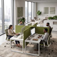 Panneau de séparation acoustique de bureau en fibre de polyester vert olive, écran de travail, panneau de confidentialité