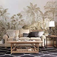 Décoration d'intérieur, papier peint 3D arbre et fleurs, papier peint naturel à feuilles, paysage tropical bananier vert moderne, produit 100% personnalisable
