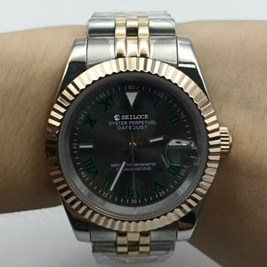 SEILOCE Men's NH35 Business New Mechanical Sports Watch Green Radish Design Multi-Function Stainless Steel Luxury Calendar - Product Image 3