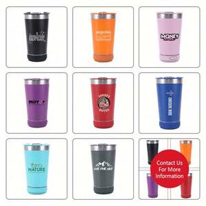 Taza de Café Térmica de Acero Inoxidable de 16 oz Personalizada con Tapa para Altavoz Bluetooth, Regalos Empresariales Creativos - Product Image 4