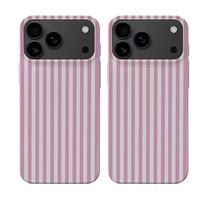 Coque de téléphone portable antichoc deux-en-un en TPU+PC avec film magnétique à texture rayée rose et artisanat de marquage à chaud pour