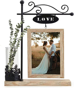 Dropshipping 4x6 Picture Frames Christmas Wood Love Plants Photo With Glass Vase <b>Decorative</b> Hydroponic for Gifts - Product Image 2