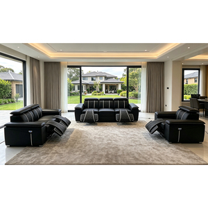 Cómodo Conjunto de Sofás Reclinables Motorizados de Cuero 1+2+<span class=keywords><strong>3</strong></span>, Elegante Diseño Cosido, Asientos Reclinables Eléctricos para Sala de Estar - Product Image 2