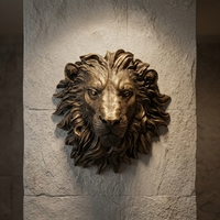 Sculpture murale personnalisée moderne en bronze coulé, tête de lion réaliste, art mural, statue en relief tête de lion en bronze antique