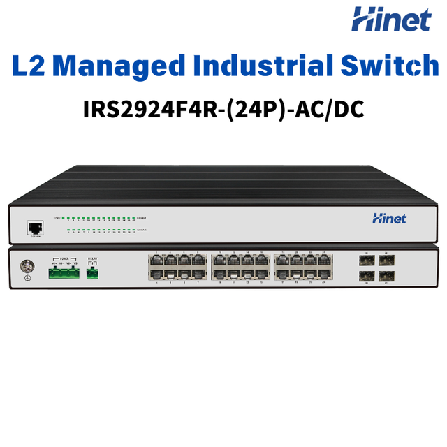 L2 Managed Rack-Mount Industrial Ethernet Switch Optional 24-Port PoE DC 24 Gigabit RJ45 4x1G SFP Non-PoE AC/DC IP40