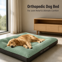 Ganzjahres-Rechteckiges Gestreiftes PP-Baumwoll-Hundebett Modern Klassisch Winterwarm Vollständig Abnehmbar Waschbar für Große Hunde Innenbereich