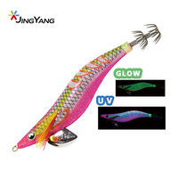 Nouveau lancement de JINGYANG: leurres de calmar de crevettes avec des traits lumineux et UV pour la pêche en eau salée