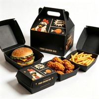 Boîte d'emballage jetable en gros pour hamburgers, boîte à ailes de poulet pour restauration rapide, boîte à frites à emporter en papier
