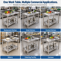 Table de préparation en acier inoxydable pour cuisine commerciale avec étagère inférieure et pieds réglables pour restaurant