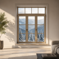 Fenêtres pliantes à cadre en bois à faible valeur U avec triple vitrage trempé, design moderne pour appartements, cuisines et hôtels