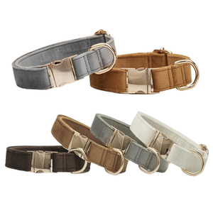 فاخر أنيق نمط صلب ناعم مخملي طوق كلب حجم رقبة قابل للتعديل مع نقش مخصص للكلاب والكلاب الكبيرة للقطط - Product Image 1