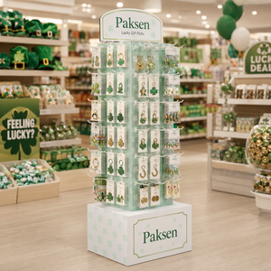 Présentoir en carton à trois crochets pour pinces à cheveux et bijoux, unité robuste imprimée pour l'aménagement mixte d'ornements dans les magasins de cosmétiques - Product Image 1