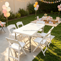 Table pliante en plastique blanc avec ensemble de chaises pliantes, table et chaises pliantes portables pour fête en plein air, pique-nique d'anniversaire
