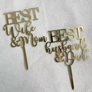 Adornos para pasteles con diseño de miel y dulzura, la mejor esposa, la mejor esposa, la mejor esposa, el mejor marido, el mejor padre, decoración de metal dorado para el día de la madre, el día del padre - Product Image 1