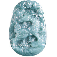 Pendentif Tiba en Jadeite Bleu Eau de Grade A Naturel, Tungstène, 12 Signes du Zodiaque, Petites Breloques Zodiaque en Jade Glutineux