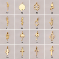 Pendentifs personnalisés Jietao en acier inoxydable plaqué or 14K PVD, 156 modèles : Croix, Soleil, Lune, Patte, Mauvais œil, Fruit, Nœud, pour collier et bracelet