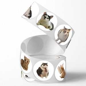 Rollo de Pegatinas de Vinilo Personalizadas, Pequeñas y Lindas, con Mensaje de Agradecimiento, Resistentes <span class=keywords><strong>a</strong></span> los Rayos UV, Ecológicas, con Diseño de Gato <span class=keywords><strong>MEME</strong></span>, Aptas para 500 Usos Promocionales - Product Image 2