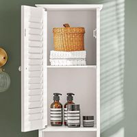 Casier de salle de bain blanc du sol au plafond avec étagères et tiroirs Armoire tour en lin avec armoires de rangement