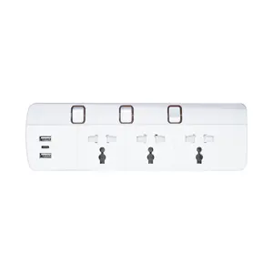 High Quality Office Multiple Protection 10A Extension Strip 3 Outlet 3 Usb Ports Surge Protector Power Strip