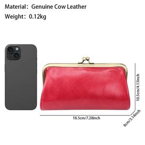 AndoBag – Sacs à main élégants pour femmes en cuir de vache véritable, pochette vintage avec fermoir Kiss Lock, sac de soirée 1492 - Product Image 3