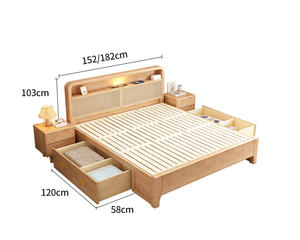 <span class=keywords><strong>Lit</strong></span> en rotin scandinave en bois massif, <span class=keywords><strong>lit</strong></span> plateforme en bois naturel avec tête <span class=keywords><strong>de</strong></span> <span class=keywords><strong>lit</strong></span> et rangement - Product Image 4