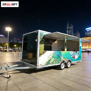 Carrito de Vino Móvil Comercial Vintage de Aluminio y Fibra de Vidrio, Remolque de Concesión con Mostrador y Vitrina - Product Image 1