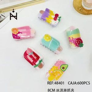 Fermaglio per capelli a forma di gelato da 8 cm, colorato, per donne e ragazze, accessorio di moda - Product Image 1