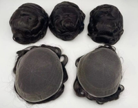 Prothèse capillaire pour hommes à nœuds blanchis, base en dentelle, aspect cuir chevelu naturel, en cheveux humains, système de remplacement capillaire, vente en gros