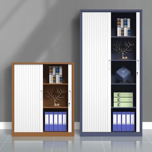 Armoire de classement en acier à porte coulissante push-pull, avec serrure antivol, style minimaliste moderne, pour bureau, atelier, salle de sport, mobilier commercial - Product Image 4