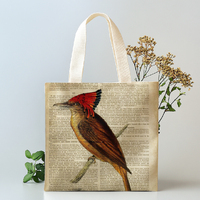 Sac fourre-tout en toile réutilisable personnalisable HUIMEI, série d'impressions vintage, avec longue poignée, couleur et taille personnalisables pour les vacances à la plage
