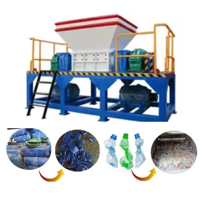 Hoge Kwaliteit Automatische Plastic Pp Pe Fles Afval Recycling Dubbele As Shredder Machine