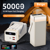 Premium 50000mAh RGB Camping Power Bank PD 22.5W Charge rapide avec lumière LED Affichage numérique Câbles intégrés
