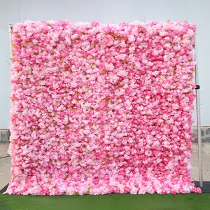 Bunga sakura merah muda bunga buatan persik dinding pernikahan Hari Ibu dekorasi latar belakang Salon tata rambut 3d5d panel bunga