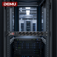 Industrielles 1U Rack PDU Steuerungspanel 8-fach Schuko-Steckdosen Doppelpolige SPD-Überspannungsschutz T5 Aluminium Serverschrank 16A 250V